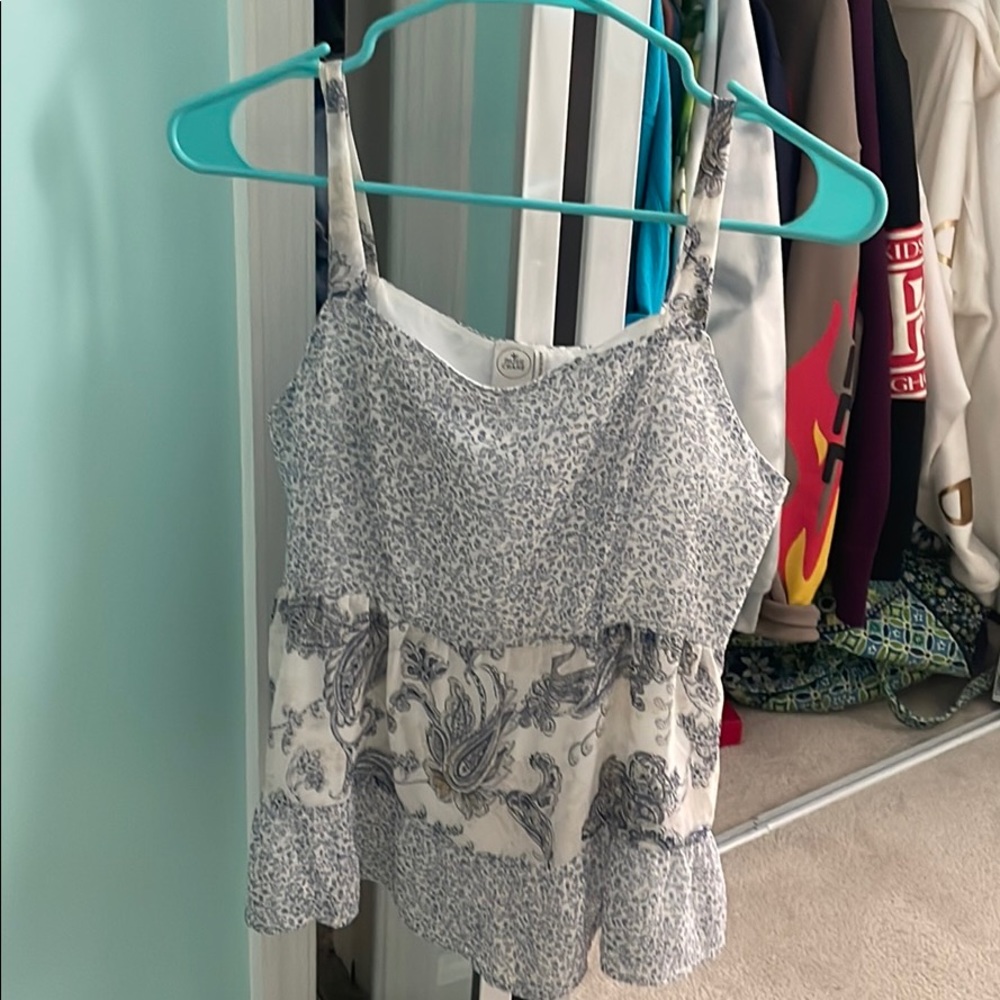 white and blue flare tank NWOT